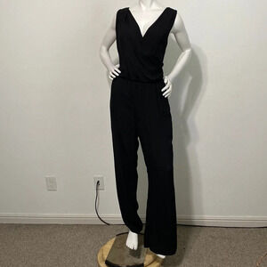 Harper Black V-Neck Elastic Waist Sleeveless Pull On Jumpsuit Size M
